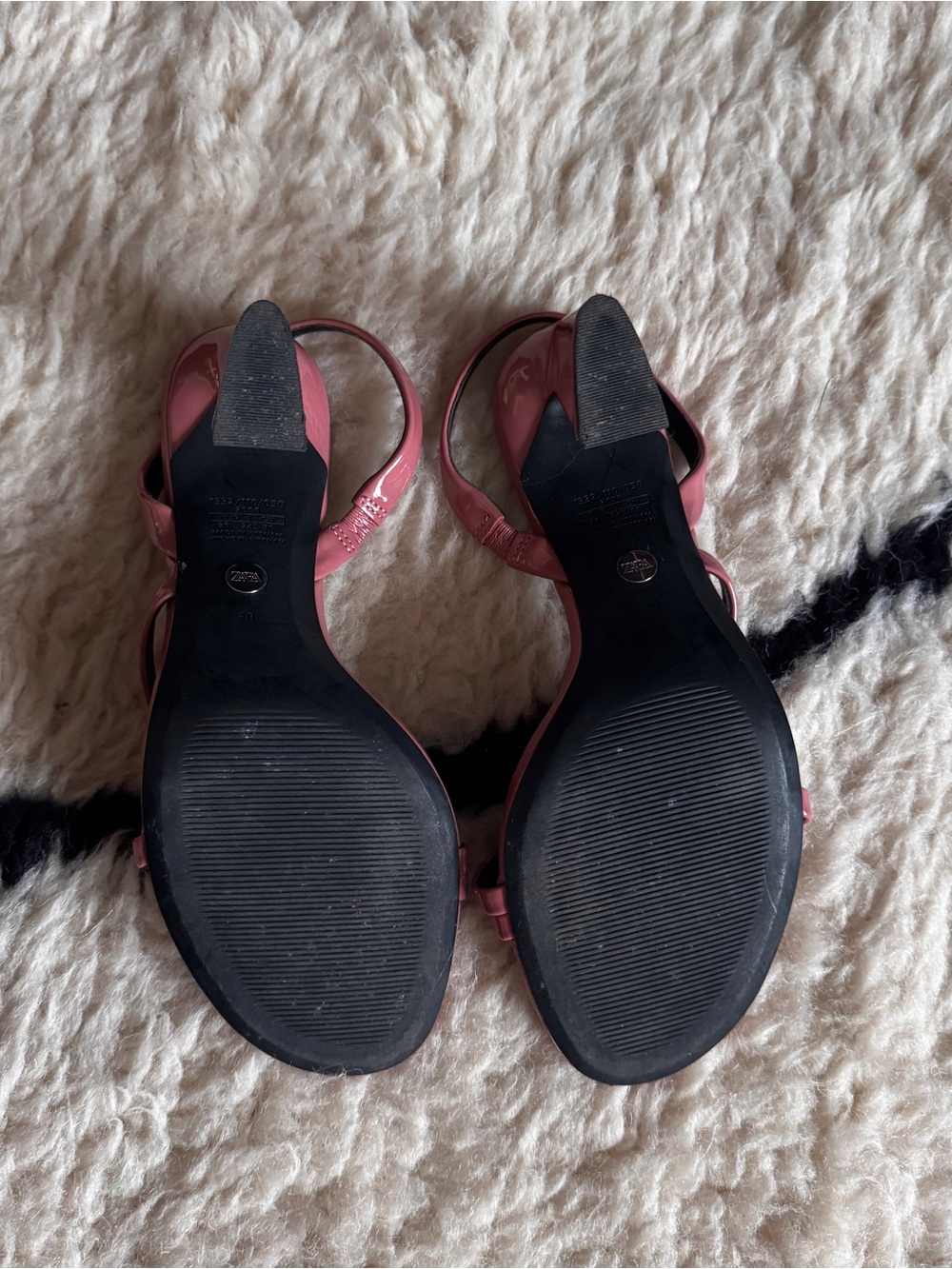 ZARA Rose Pink Patent Strappy Slingback Sandals - Picture 3 of 4